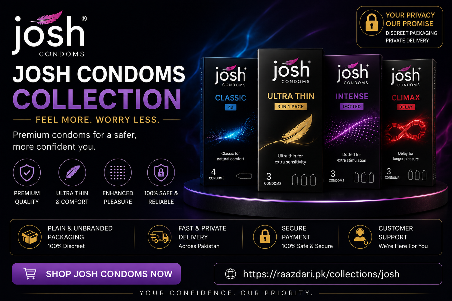 Josh Condoms — Premium Condoms Online in Pakistan