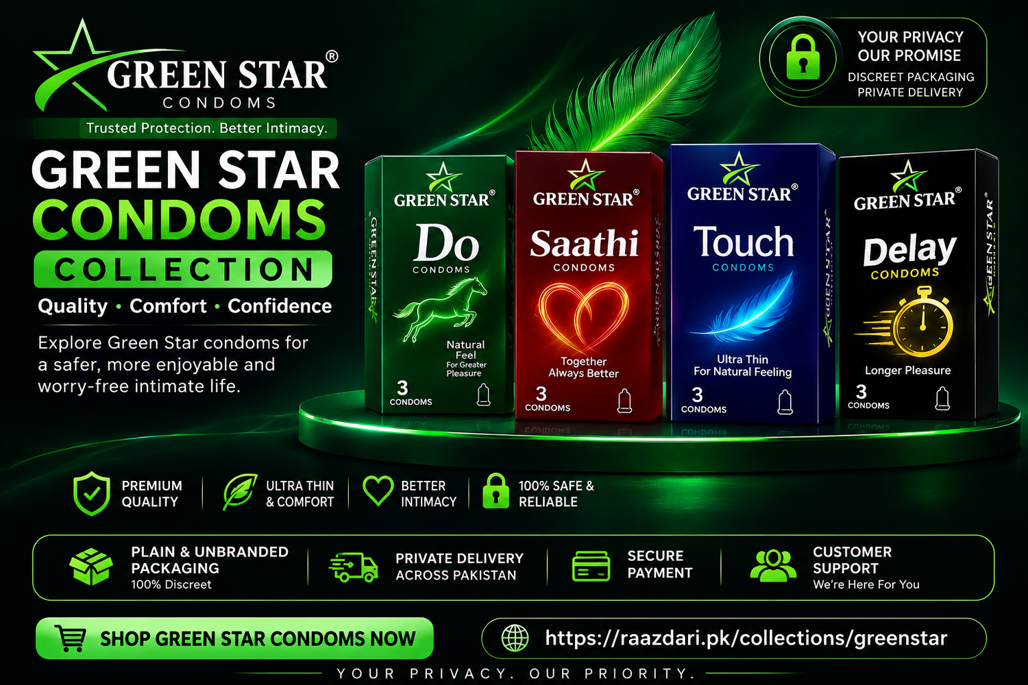 Green Star Condoms — Do, Saathi, Touch & Delay