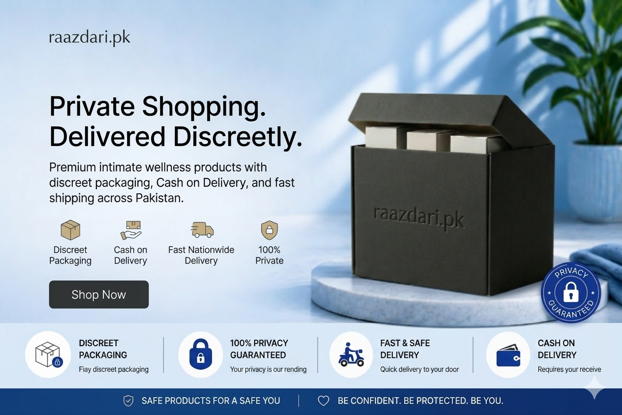 Shop original condoms and intimate wellness products online
in Pakistan with discreet packaging, secure checkout and
reliable delivery to your doorstep.